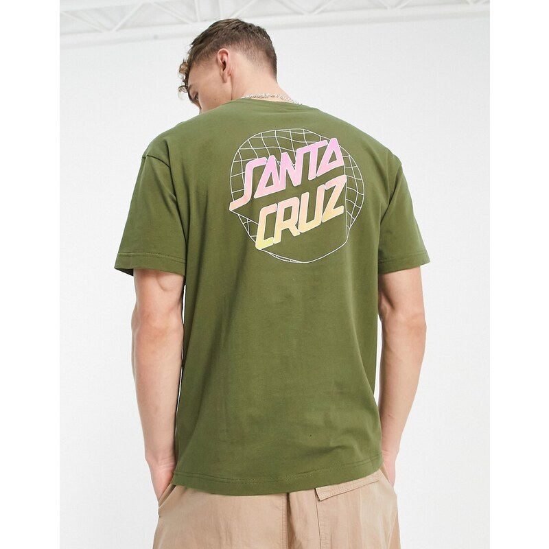 Santa Cruz - Realm Dot - T-shirt unisex kaki con stampa sul petto e sul retro-Verde