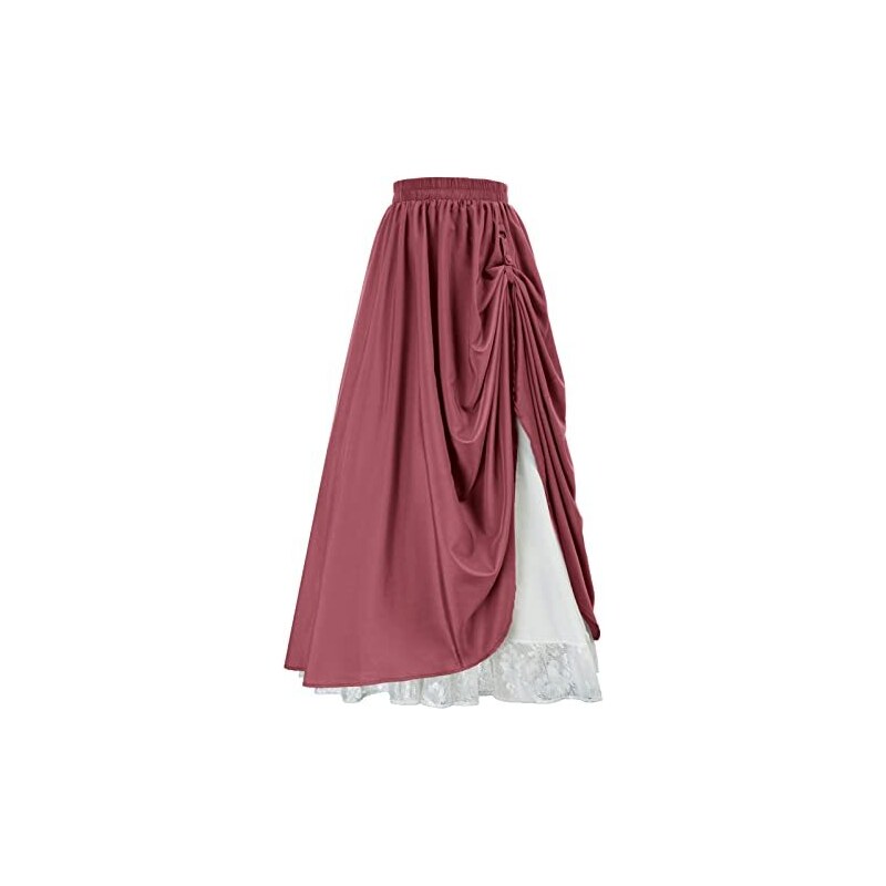 Jupe Longue Médiévale En Plaid - Taille Haute Élastique - Pour Cosplay, Festival Renaissance - SCARLET DARKNESS