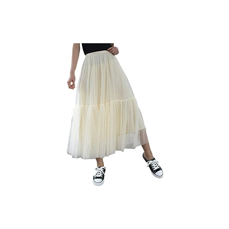 Gonne longuette irregolari in tulle a strati da donna Retro Fairycore Estetica Y2K Gonna a pieghe a va alta Bohemian Streetwear  200000345