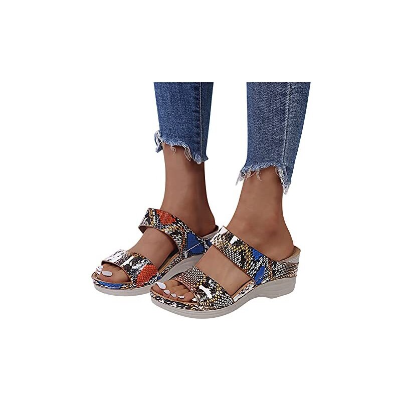 Sandali Donna Con Zeppa E Plateau - Stile Etnico, Cinturino Incrociato, Comodi E Estivi - Foto 8