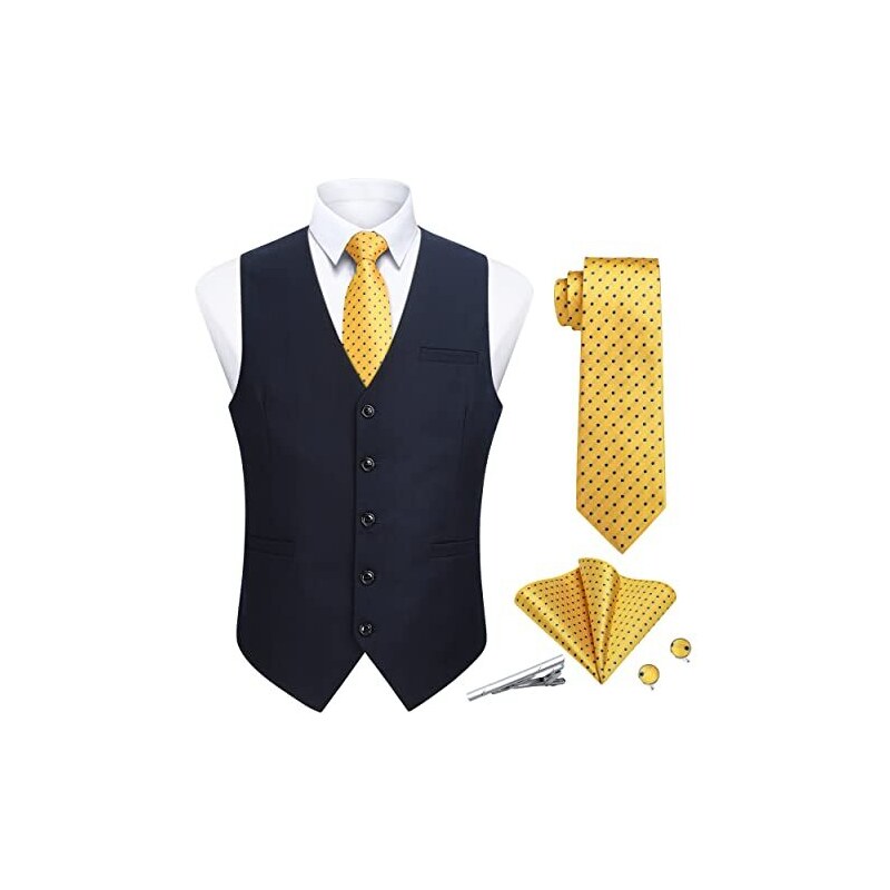 Enlision Cravatta Uomo Eleganti Paisley Set Cravatta e Fazzoletto Gemelli per Matrimonio Festa