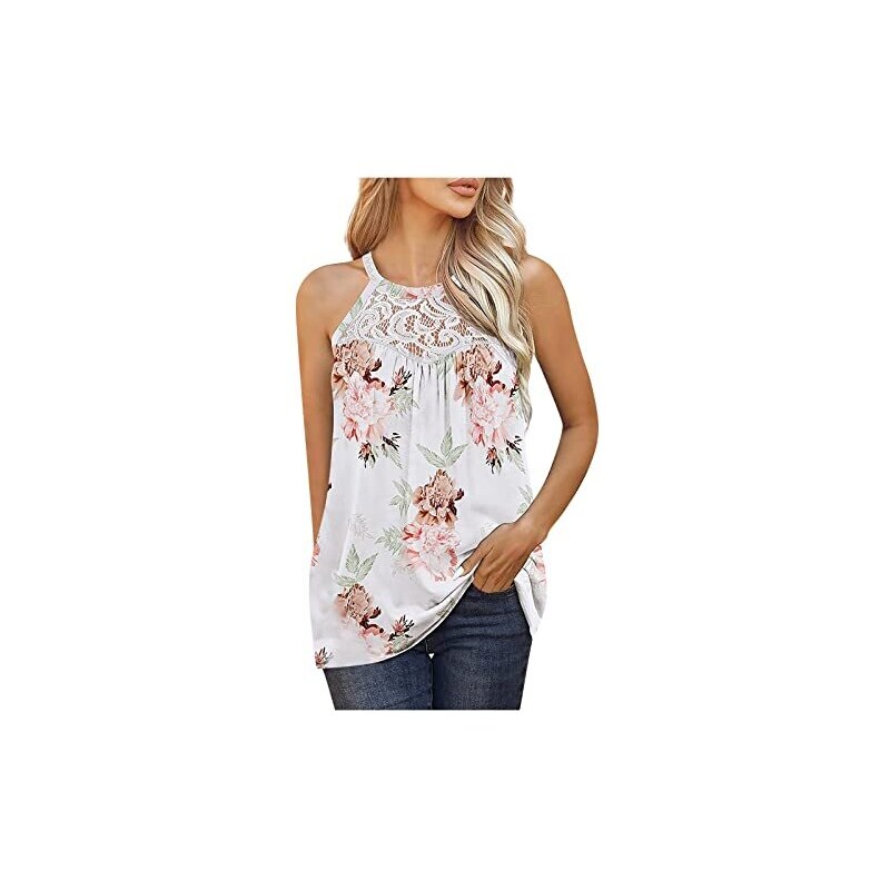 Gucci Canotta Con Bordi In Pizzo E Stampa Floreale Allover Donna - Foto 10