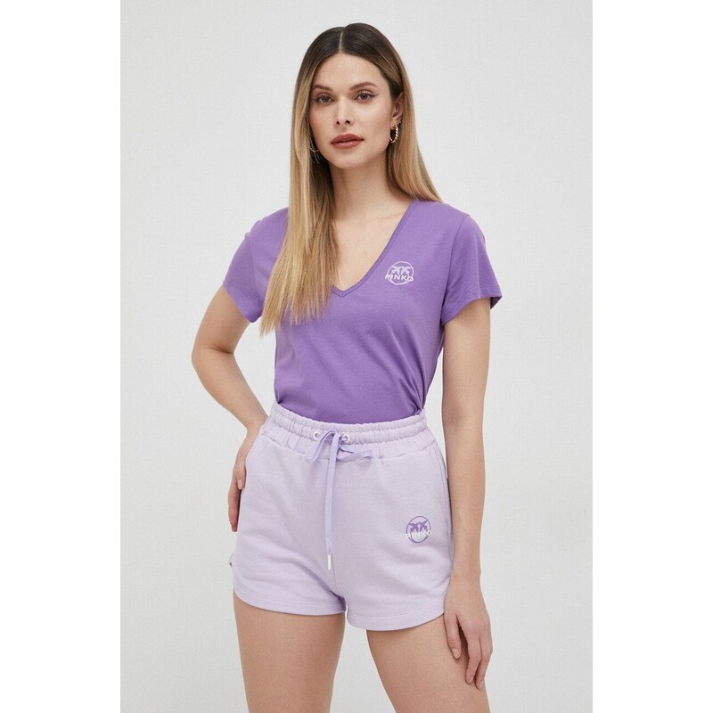 Pinko pantaloncini in cotone colore violetto