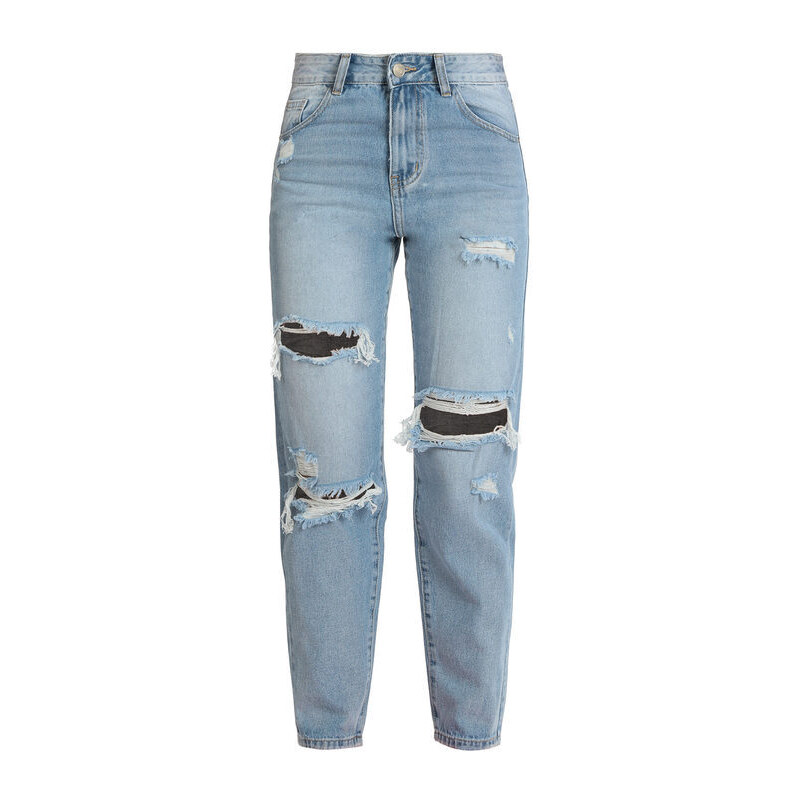 Mira°Belle Jeans Donna a Vita Alta Con Strappi Regular Fit Taglia M