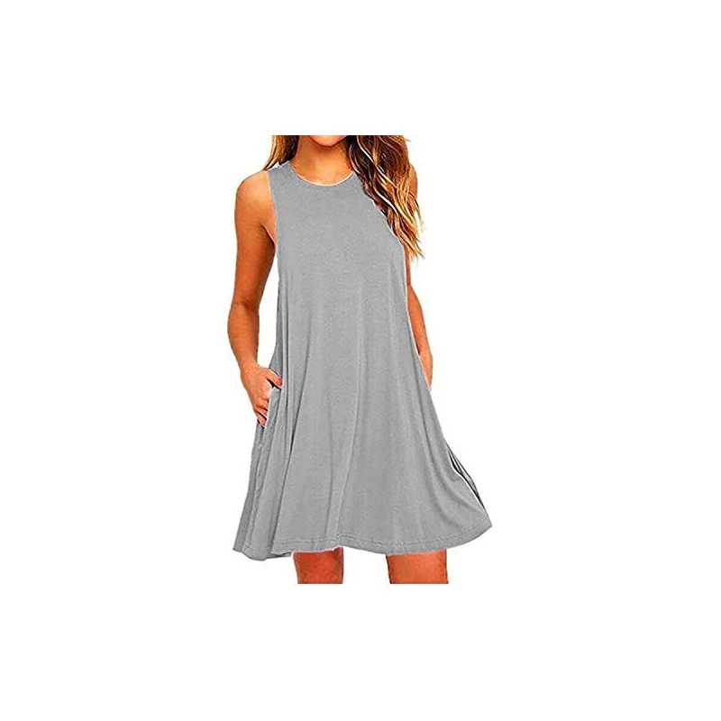 JOLIGAL Abito estivo da donna, casual, senza maniche, maglietta