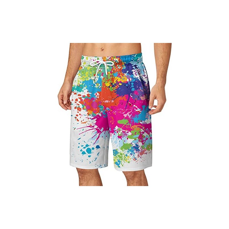 Costume da bagno da uomo, corto, aderente, ad asciugatura rapida, traspirante, elastico, leggero, classico, colorato, con coulisse regolabile, per sport acquatici, surf, verde, 5XL