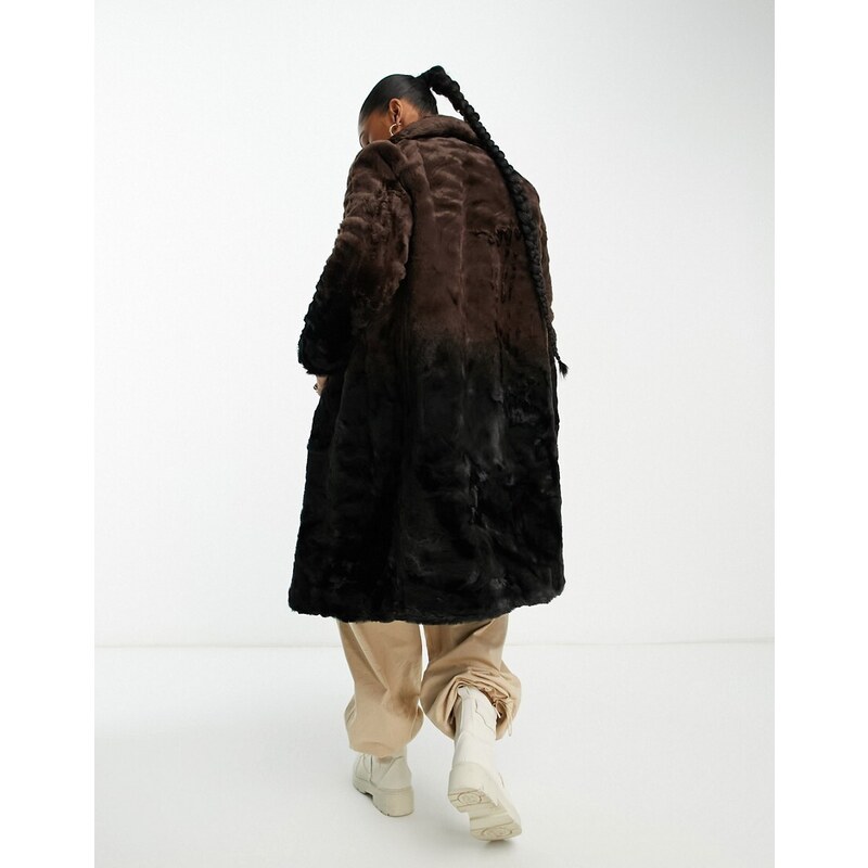 Urbancode Urban Code - Cappotto lungo in pelliccia sintetica marrone sfumato-Brown