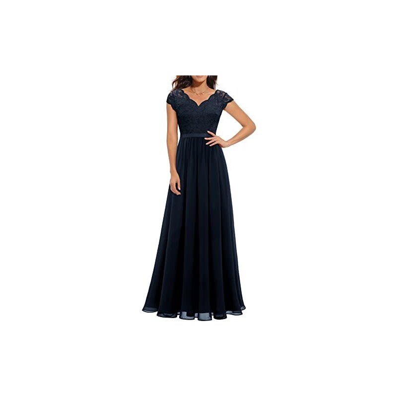 Berylove Abito Da Sera Lungo Con Paillettes E Orlo Asimmetrico – Glitter Blu Navy, Taglia M – Perfetto Per Matrimoni E Feste