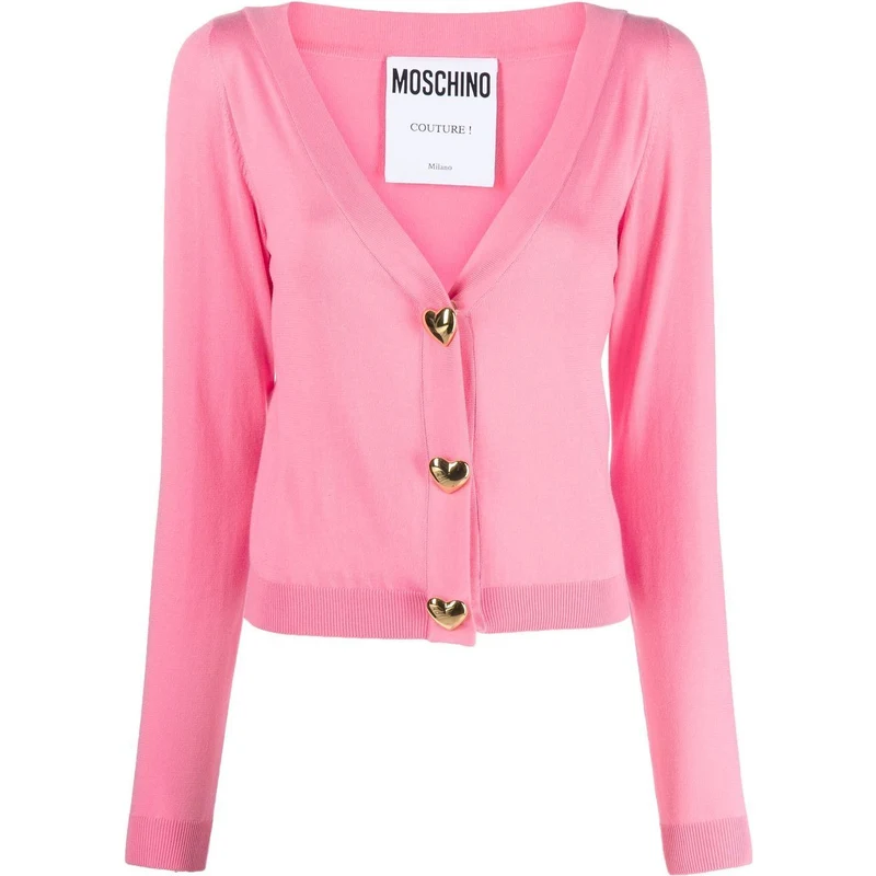 Moschino Cardigan con bottoni a cuore - Rosa - Stileo.it