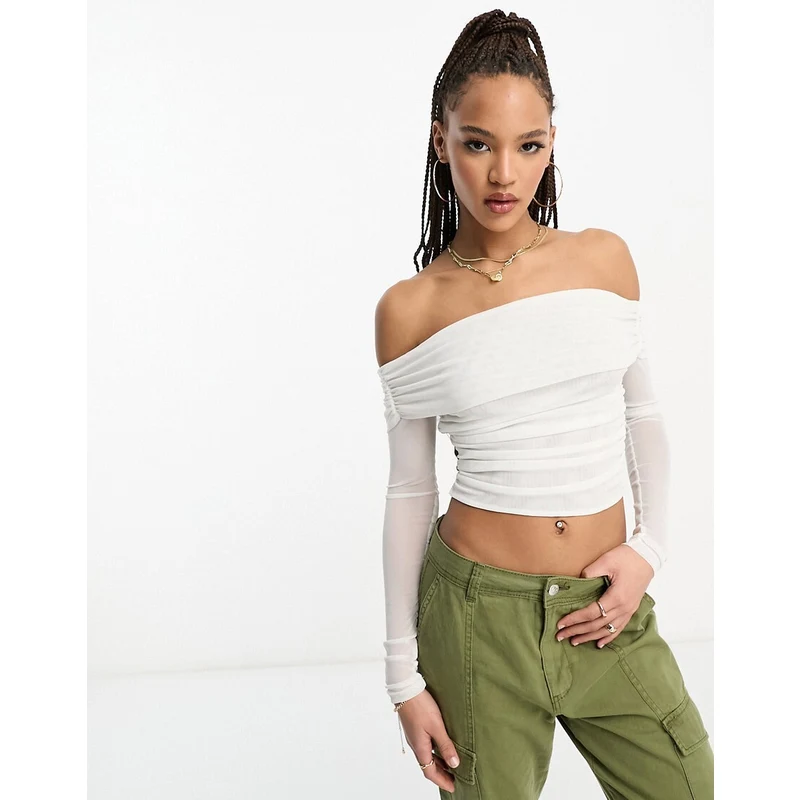 T-shirt Nero Off-the-shoulder In Cotone Biologico - La Fée Maraboutée - Foto 8