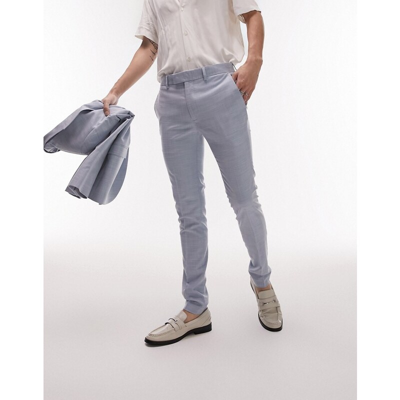 Topman - Pantaloni da abito super skinny blu