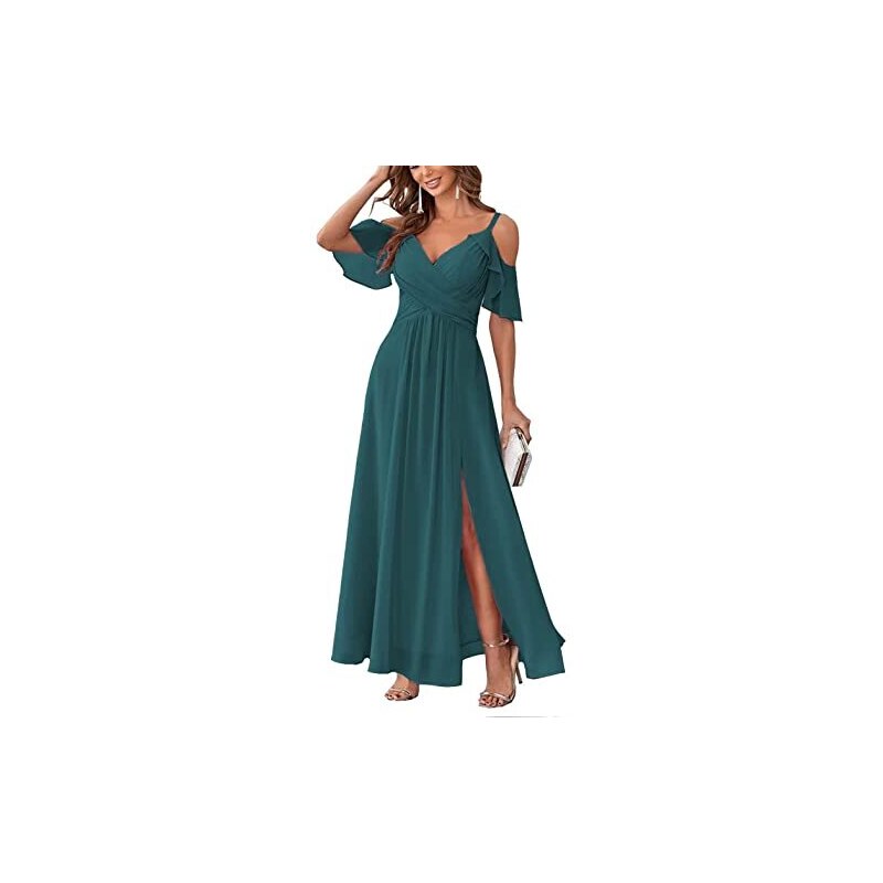 Abito Formale Donna Elegante Con Spalle Scoperte – Nero – Taglia XX-Large – Per Matrimoni, Feste, Abiti Da Ballo