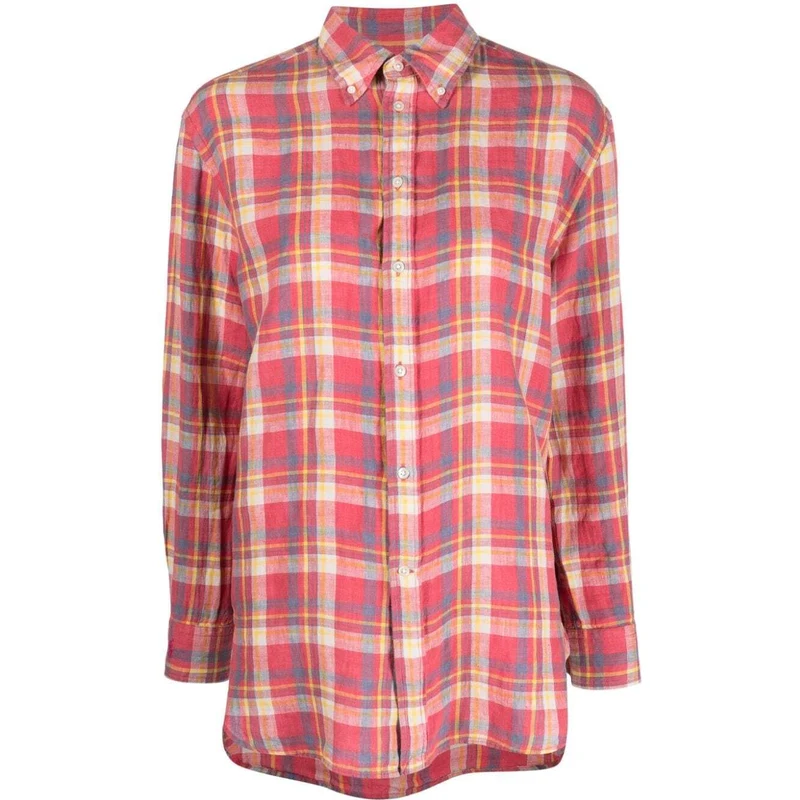Camicia da uomo a quadri di bufalo viola giallo slim fit con