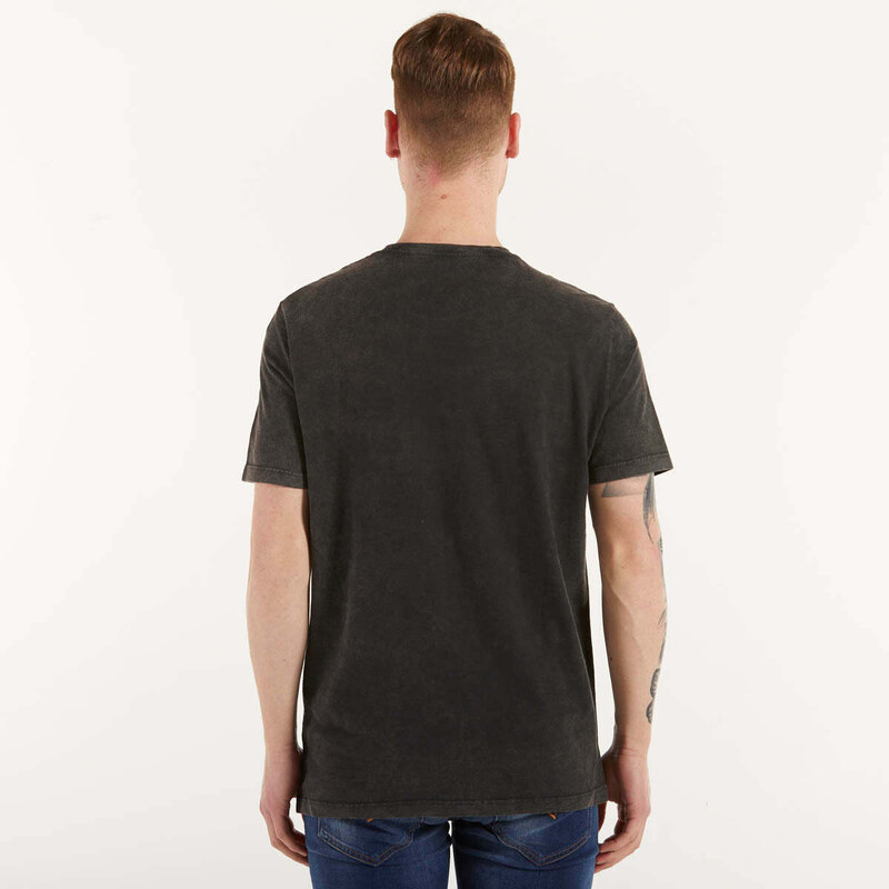 Dondup t-shirt taschino logo tessuto nero slavato