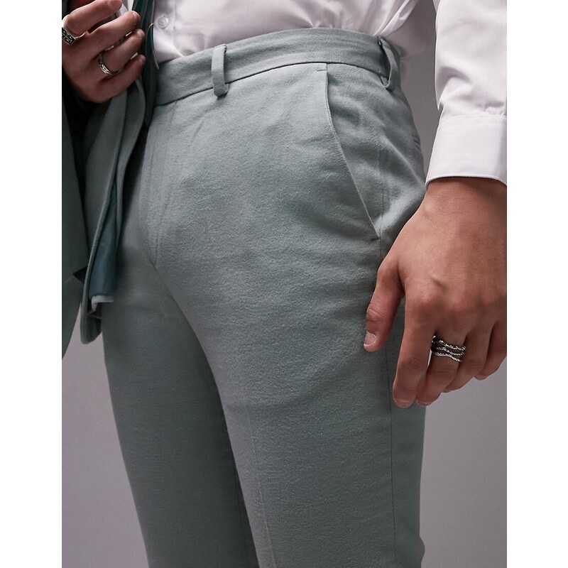 Topman Wedding - Stacker - Pantaloni da abito skinny verde salvia