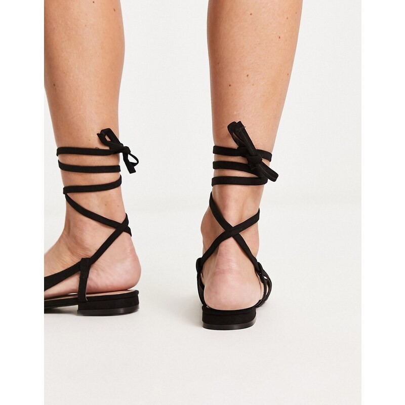 New Look - Scarpe basse allacciate alla caviglia nere-Black