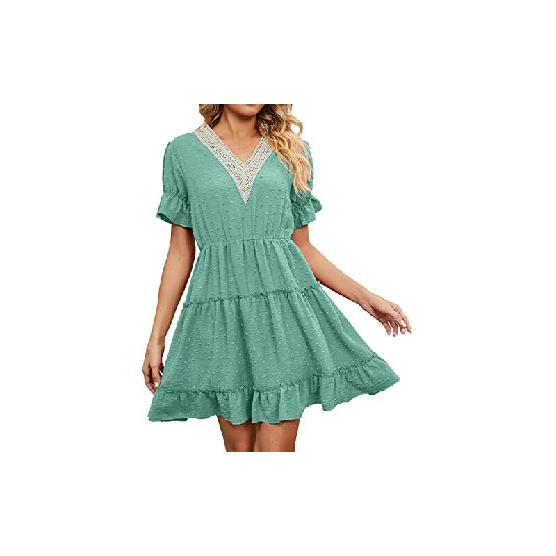 Abito Corto Arricciato Con Maniche Pipistrello<BR/> District - Foto 8