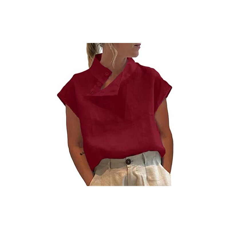 Camicia In Lino S.Oliver Uomo Maniche Corte - Rosso 2507, Taglia XXL, Look Casual Estivo - 3