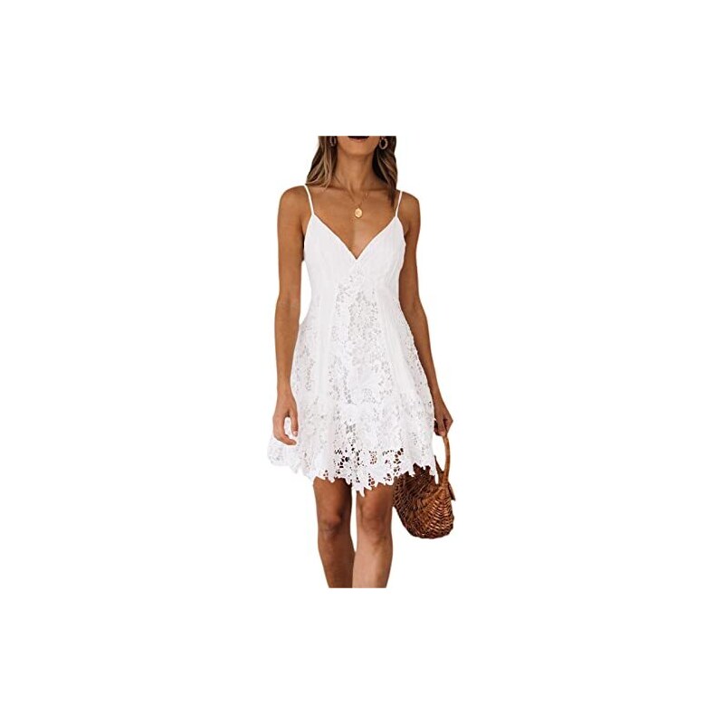 Abito corto in pizzo con collo in raso in Bianco da Donna | Dolce&Gabbana