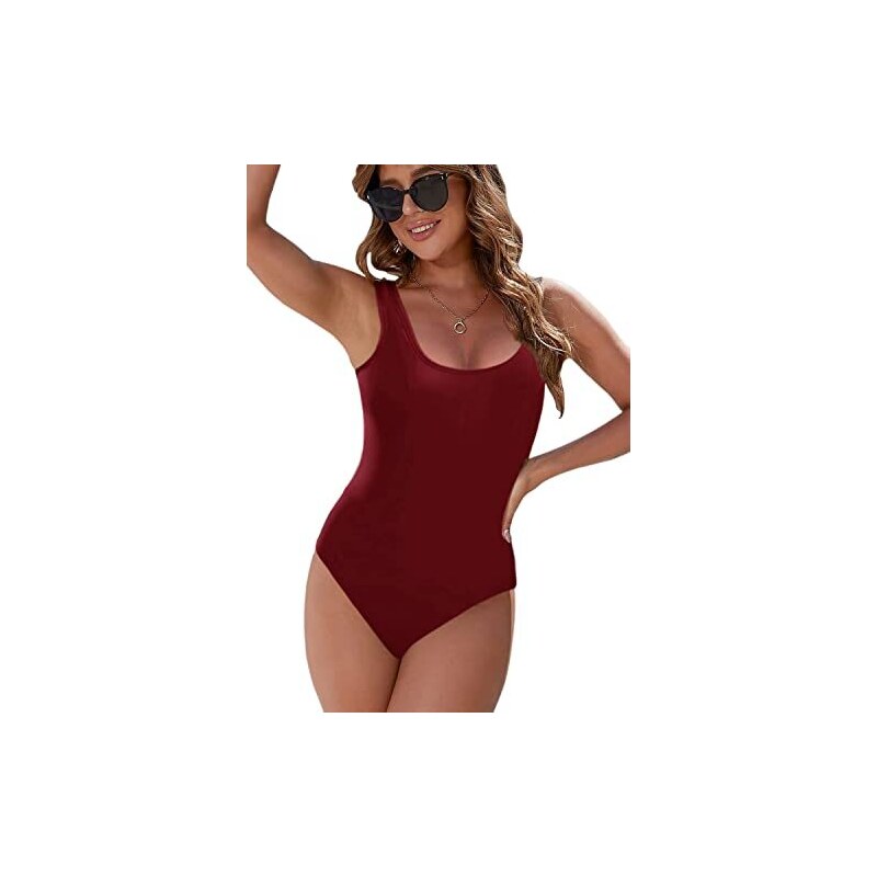 Costume Intero Donna JFAN Con Scollo A V E Gonna A Balze - Tankini Elegante Per Spiaggia E Piscina