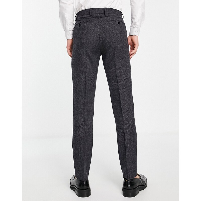 Noak - Pantaloni da abito slim in misto lana grigio testurizzato