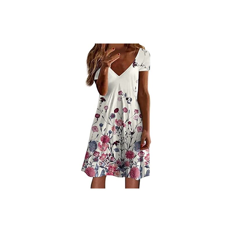Tomwell Donna Abito Casual Elegante Abito A Girocollo Abito Lungo Boho Estivo Retro Abito Da Spiaggia Casual D S 109956261