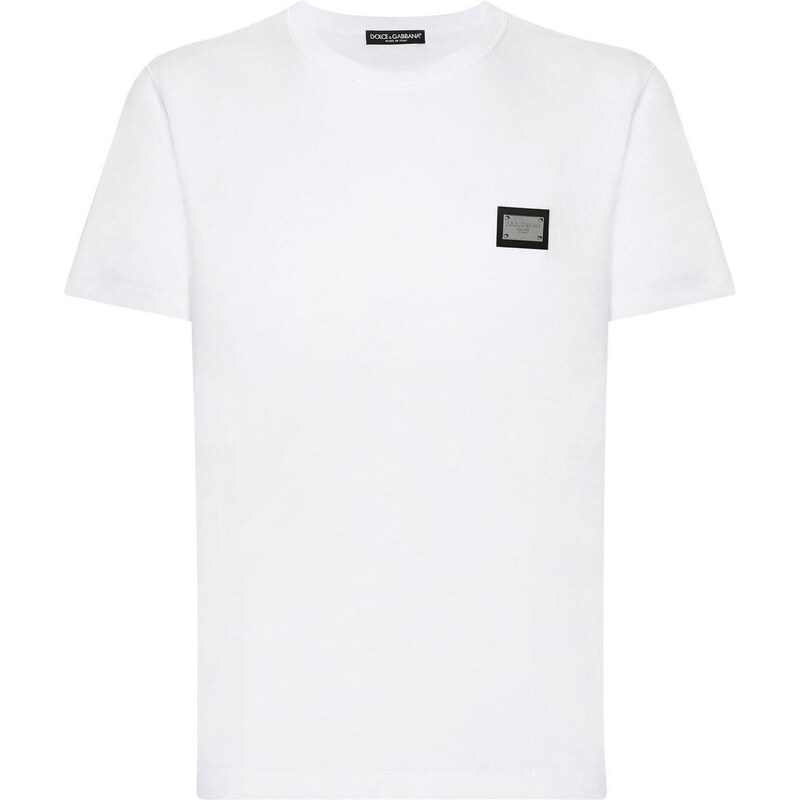 Dolce & Gabbana T-shirt bianca placca logo