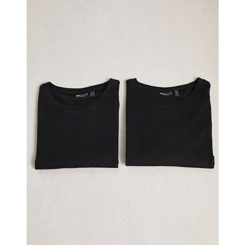 ASOS DESIGN - Confezione da 2 t-shirt girocollo nere-Multicolore