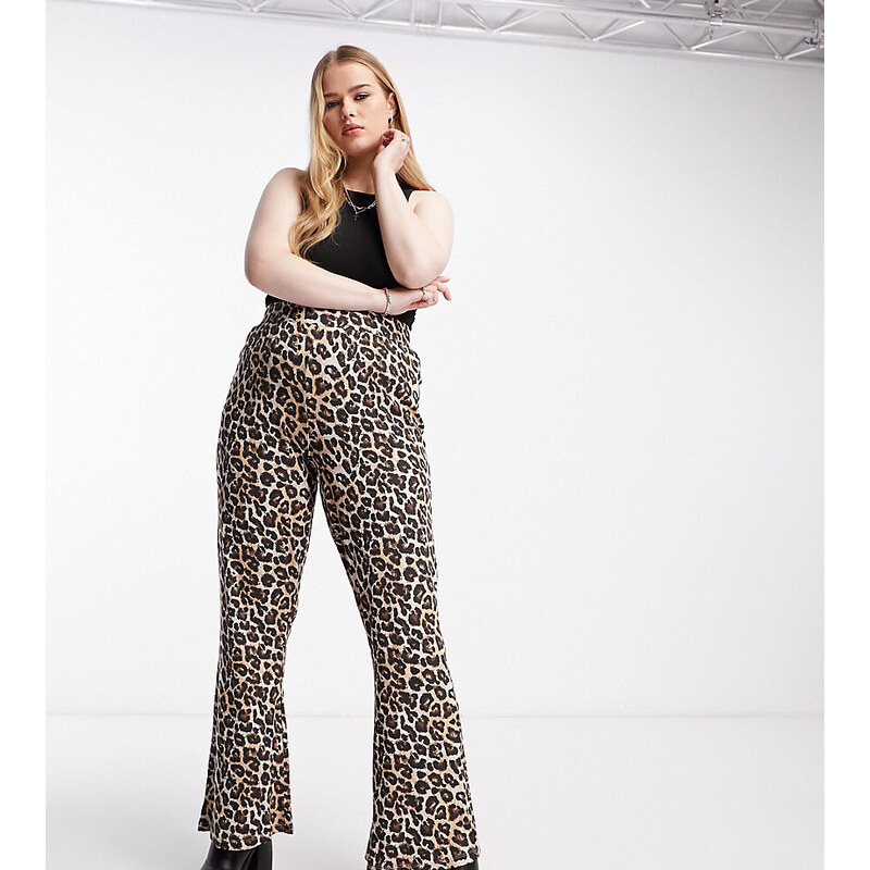 Noisy May Curve - Pantaloni a zampa con stampa leopardata-Multicolore