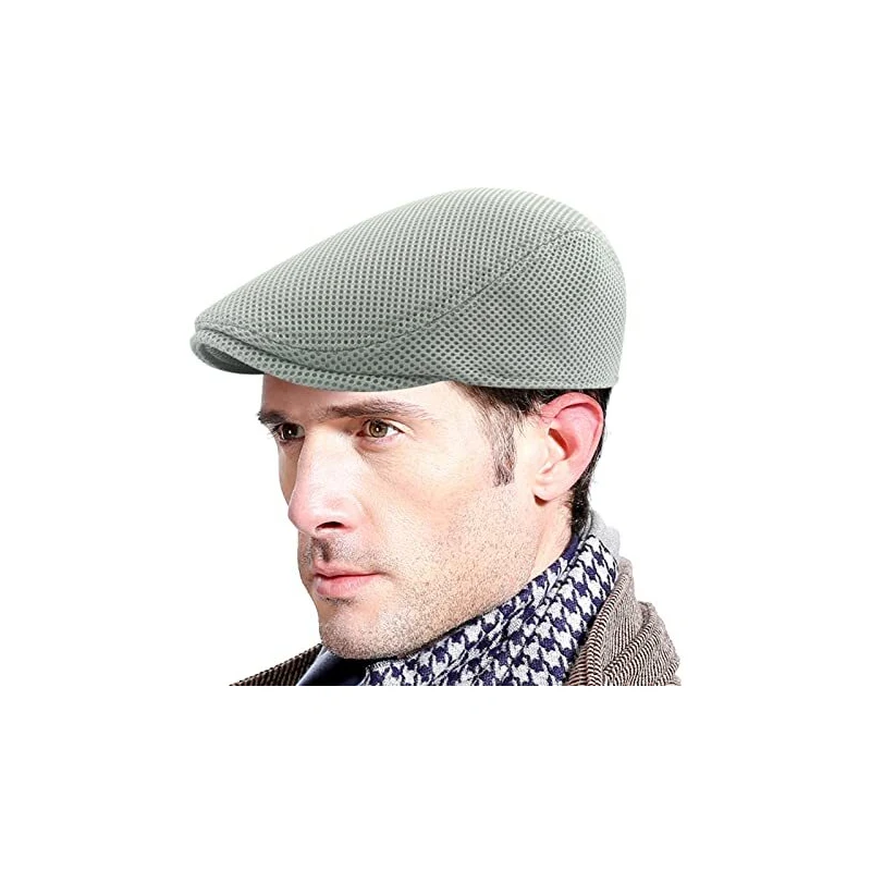 FEOYA Berretto Piatto da Uomo Estivo Basco Scozzese Traspirante