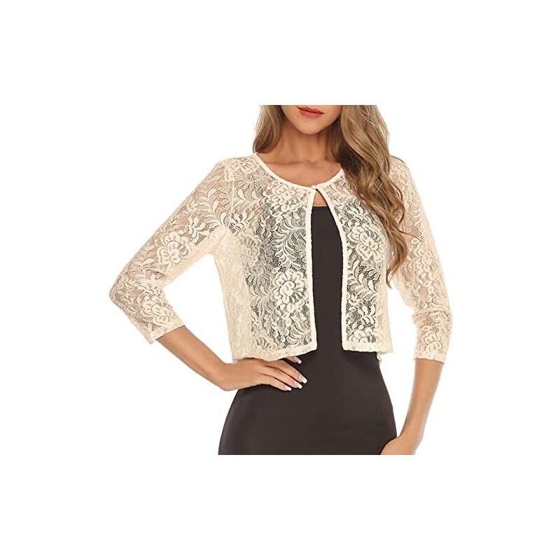 Nimiya Coprispalle Donna Bolero Cardigan In Chiffon Da Donna Coprispalle Estivo Elegante Crop Top Maniche 3 4 Donna Matrimonio Sposa Damigella Giacca Corta Copricostume C Nero M 126871018