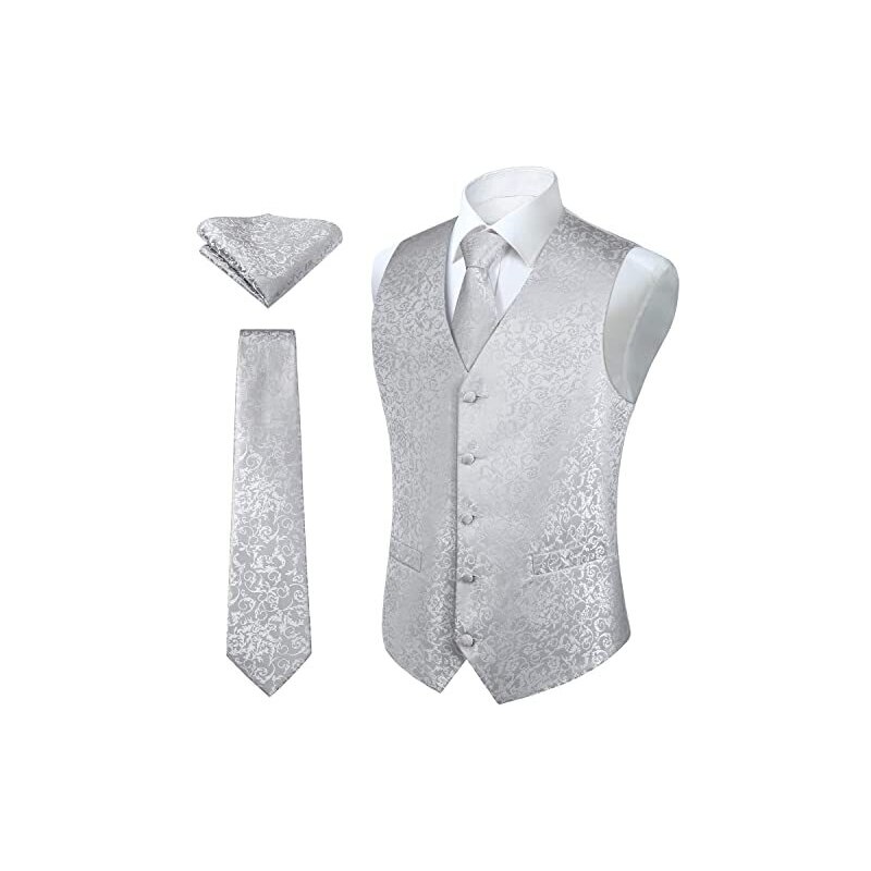 Cravate Gilet Costume Homme Gris Clair ME&SLEEVE Homme's Classique