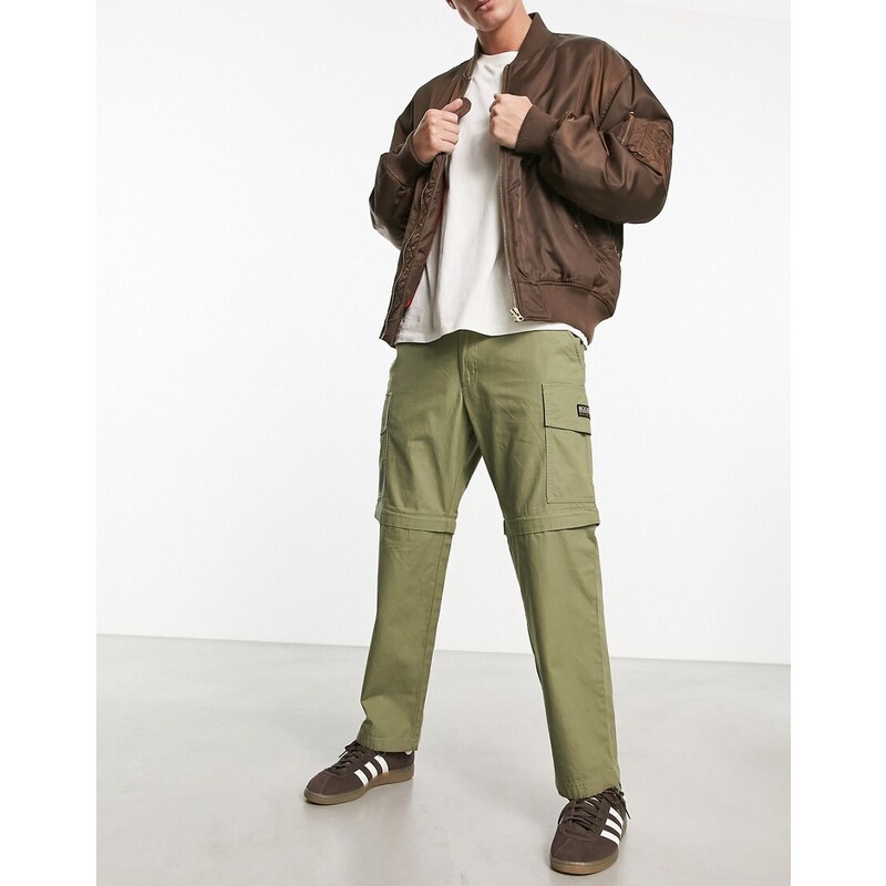 Napapijri - Manabi - Pantaloni cargo color kaki con fondo rimovibile con zip-Verde