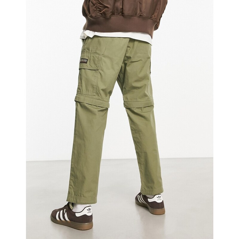 Napapijri - Manabi - Pantaloni cargo color kaki con fondo rimovibile con zip-Verde
