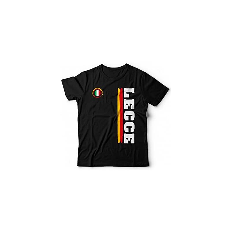 Generico Maglietta Lecce Vari Colori Sport Calcio Tifoso Giallo Rosso - T-Shirt Città Taglie dalla S alla XXL… (L, Nero)