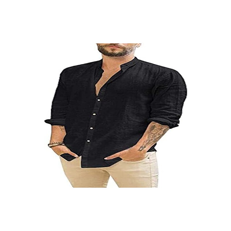 COOFANDY Camicie da Uomo Manica Corta Business Camicia Casual Fit Regular Fit Tinta Unita Camicia da Uomo Light Summer Hemd di Base con Tasca Blu Marino L