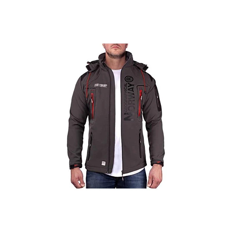 GEO NORWAY TECHNO MEN Giacca Softshell Zip Impermeabile Da Uomo Giubbotto  Cappuccio Traspirante Giacca Tattico Antivento Calda Invernale Ideale 