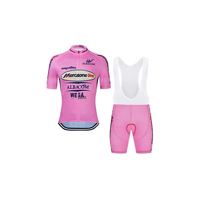 SGCIKER Maglia Da Ciclismo Uomo Retro Pro Team – Set Con Pantaloncini Con Bretelle E Fondello Gel – Manica Corta Traspirante - 5