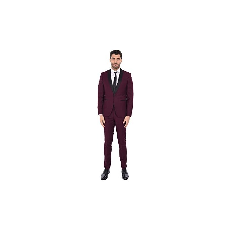 Ciabalu Abito Uomo Elegante Smoking Completo Collo a Fascia Sartoriale Cerimonia Slim Fit 50