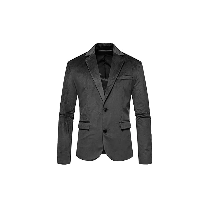 Giacca da uomo in velluto, scialle, con risvolto, vestibilità aderente, perfetta per matrimoni, balli, eventi formali, Blu, S