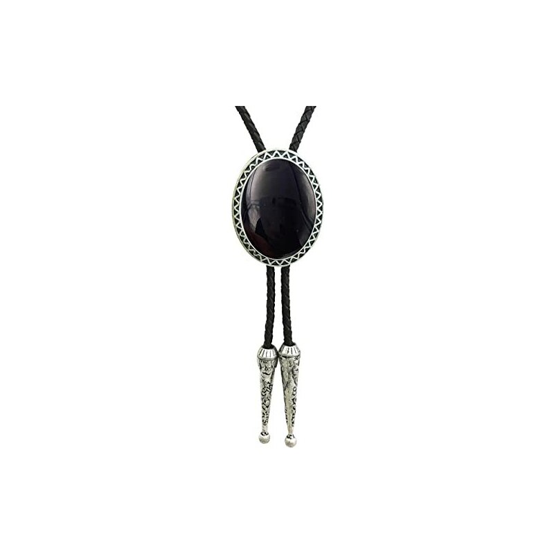 HAISWET Bolo Tie Western Cravatta Regolabile Cordoncino in pelle per Uomo Cowboy Cravatta, Nero , Taglia unica