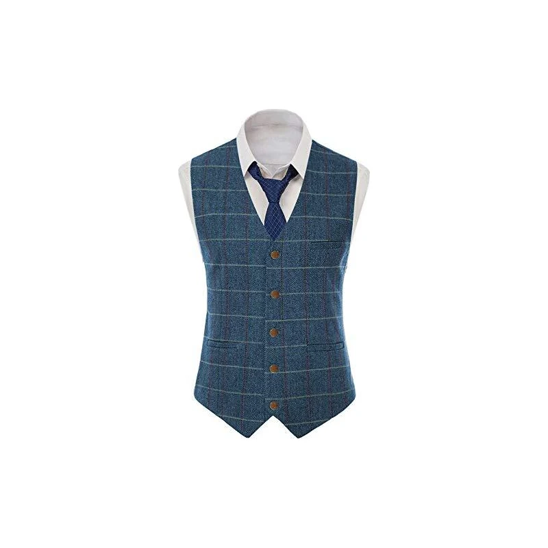 Gilet Uomo Tweed Spina Di Pesce – Doppiopetto Vintage, Misto Lana, Taglie 42-44 - 3
