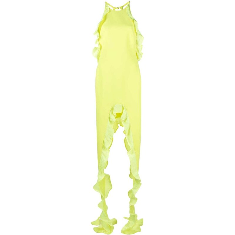 Abito Lungo Bianco David Koma Monospalla Con Cristalli – Taglia US 2 (UK 6) Nuovo Con Etichette