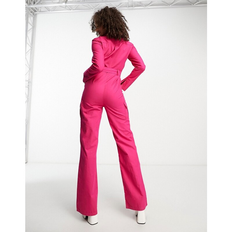Extro & Vert Tall - Tuta jumpsuit multitasche rosa acceso