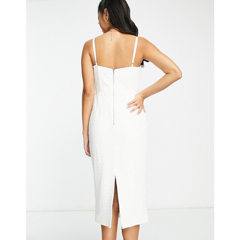 Bardot - Vestito midi stile corsetto in pizzo color avorio-Bianco