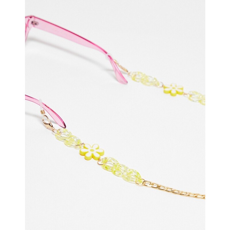 Daisy Street - Catenina per gli occhiali da sole da festival color oro con charm floreali-Multicolore