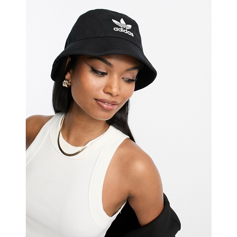 adidas Originals - adicolor - Cappello da pescatore nero con logo del trifoglio-Black