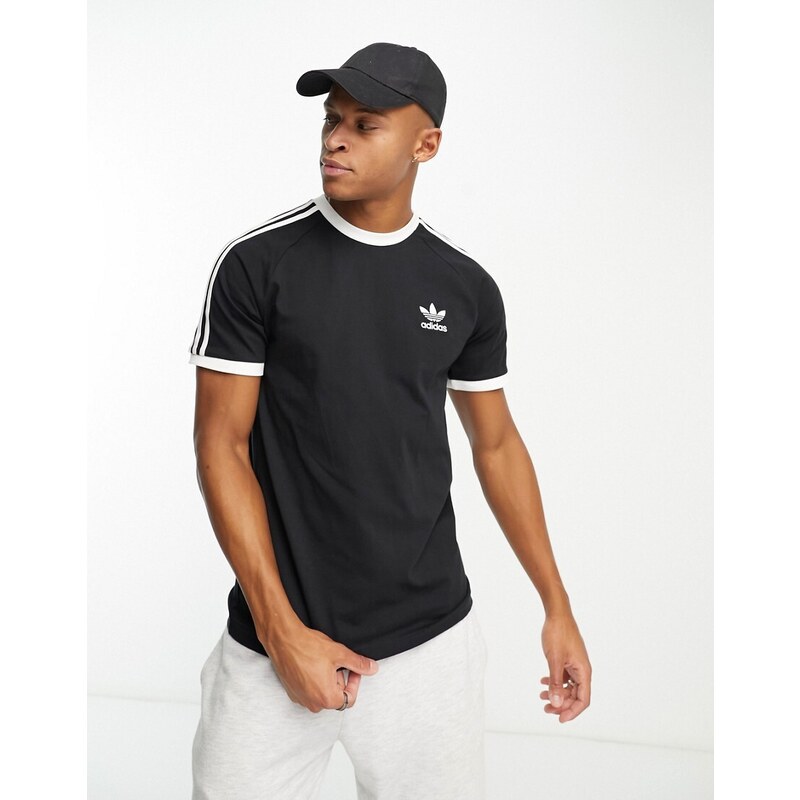adidas Originals - T-shirt nera con tre strisce-Black