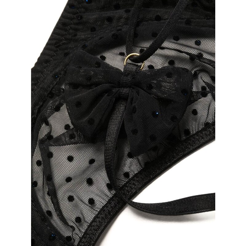 LE PETIT TROU Reggiseno semi trasparente con fiocco - Nero