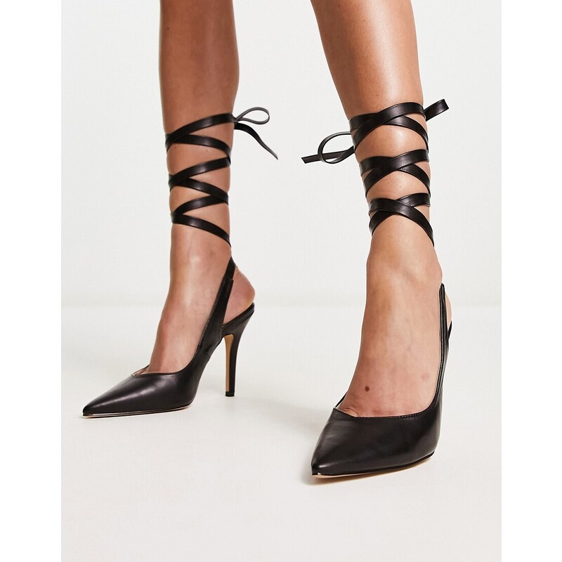 RAID - Ishana - Scarpe con tacco nere con laccio alla caviglia-Black